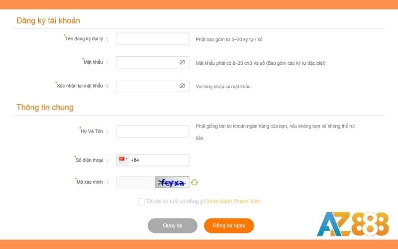 Các bước đăng ký hợp tác làm đại lý tại AZ888 Các bước đăng ký hợp tác làm đại lý tại AZ888